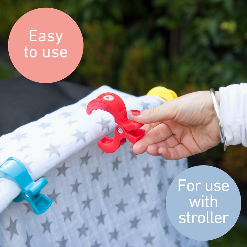 All4Ella Baby Blanket Stroller Clips (4 Pack) | Hooks Muslin to Stroller | Australian Baby Product | Infant/Toddler | Peach/Cream - Image 3